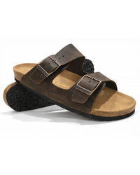 Amalfi Squalo Double Strap Oiled Leather Sandal -brown - Squalo Roma, image 1 of 2