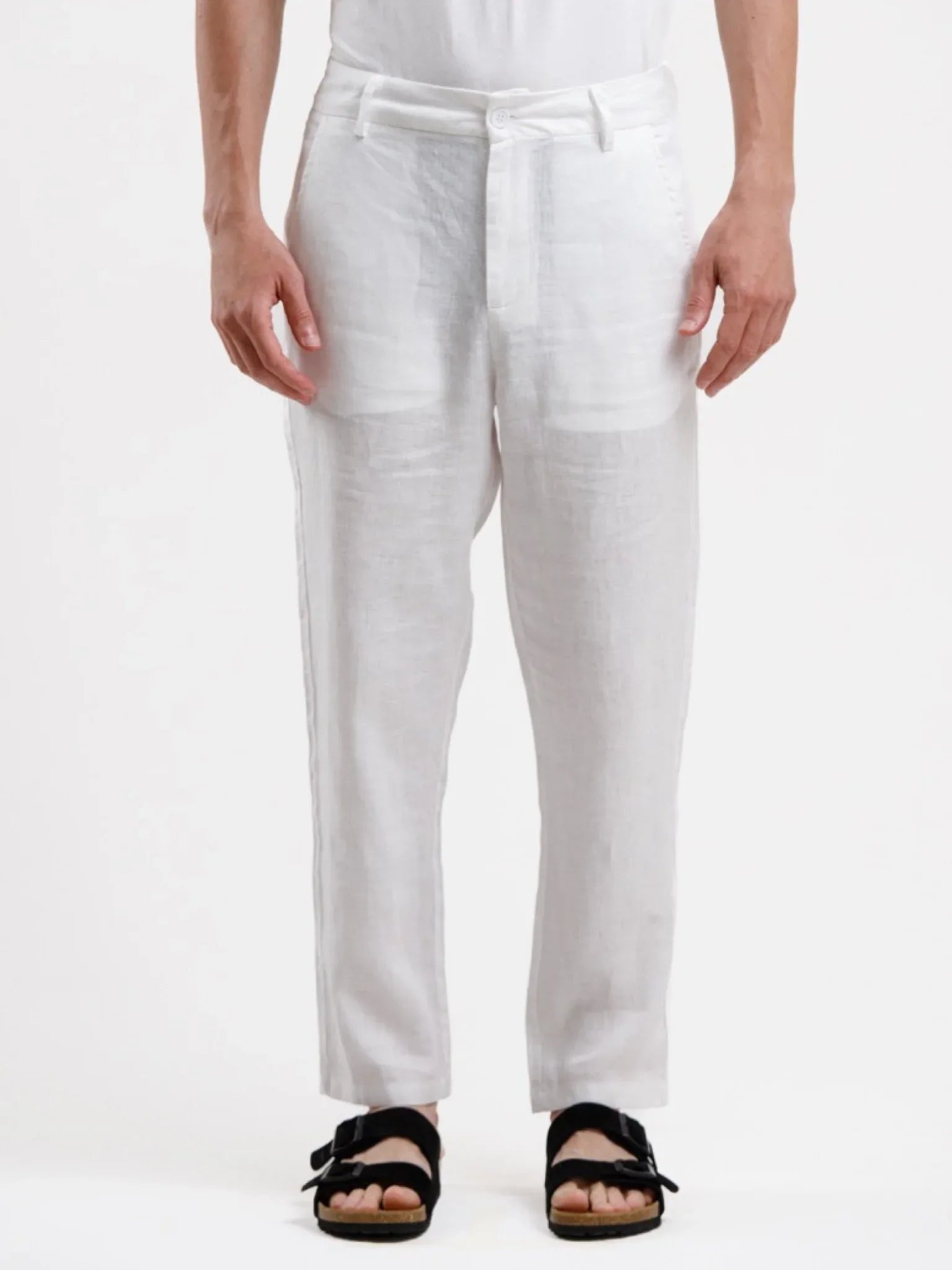 Pure Linen Trouser - White - Squalo Roma, image 1 of 3