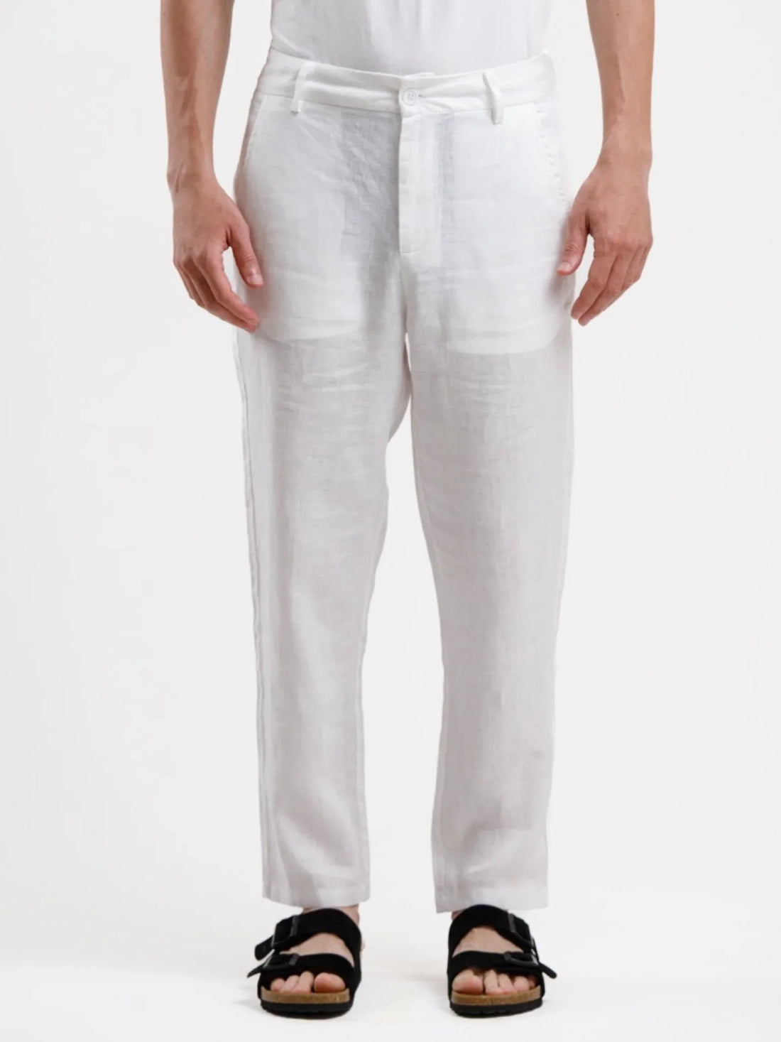 Pure Linen Trouser - White - Squalo Roma, image 1 of 3