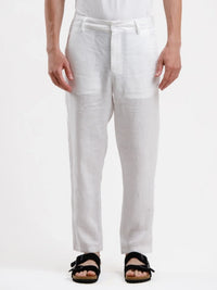 Pure Linen Trouser - White - Squalo Roma, image 1 of 3