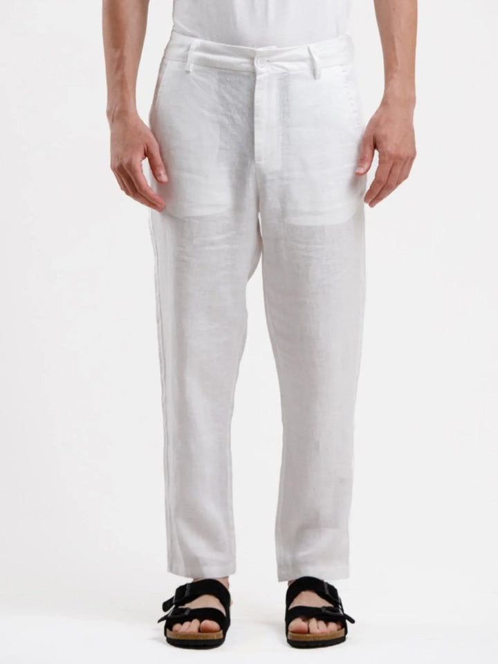 Pure Linen Trouser - White - Squalo Roma, image 1 of 3