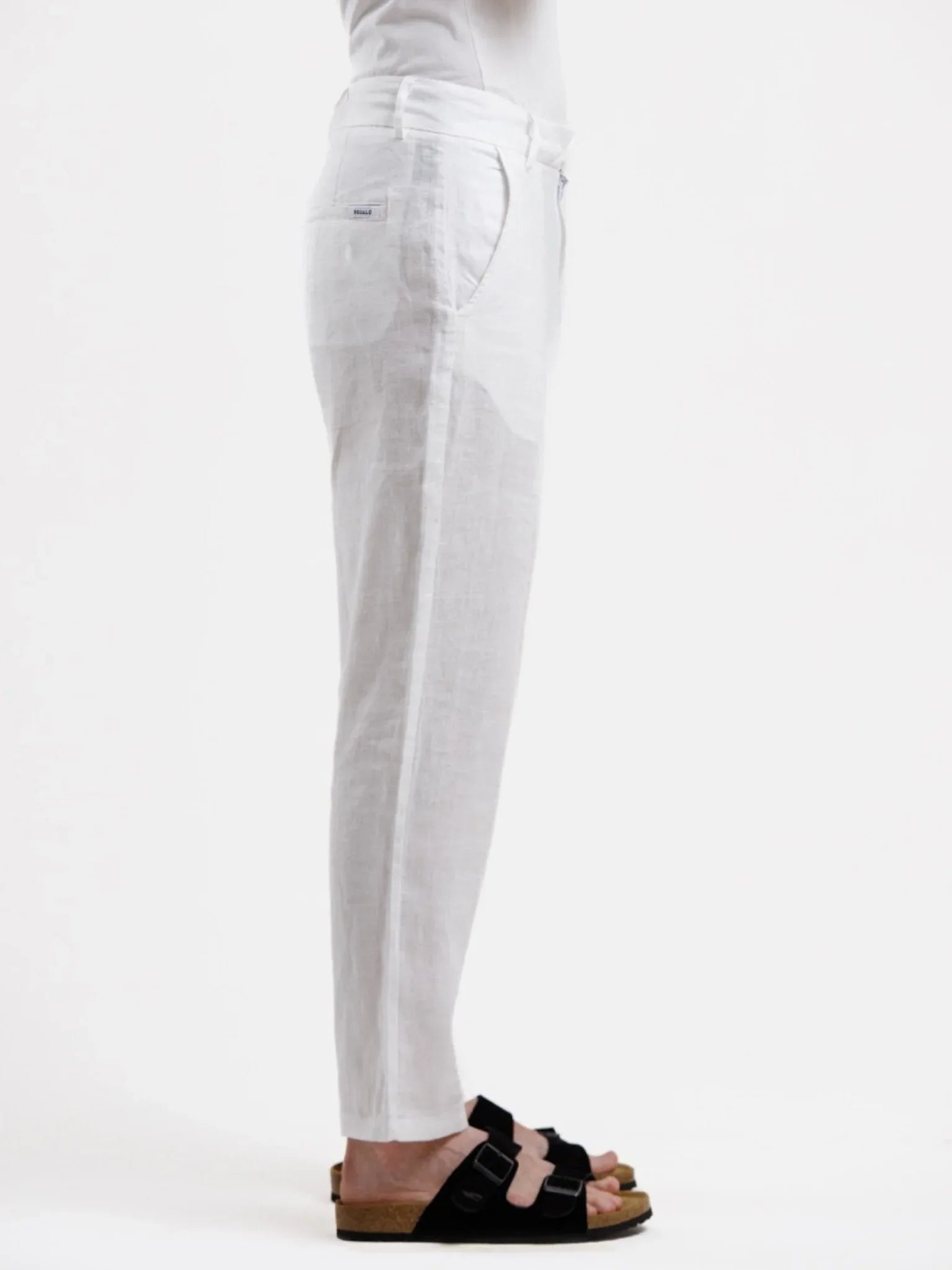 Pure Linen Trouser - White - Squalo Roma, image 3 of 3
