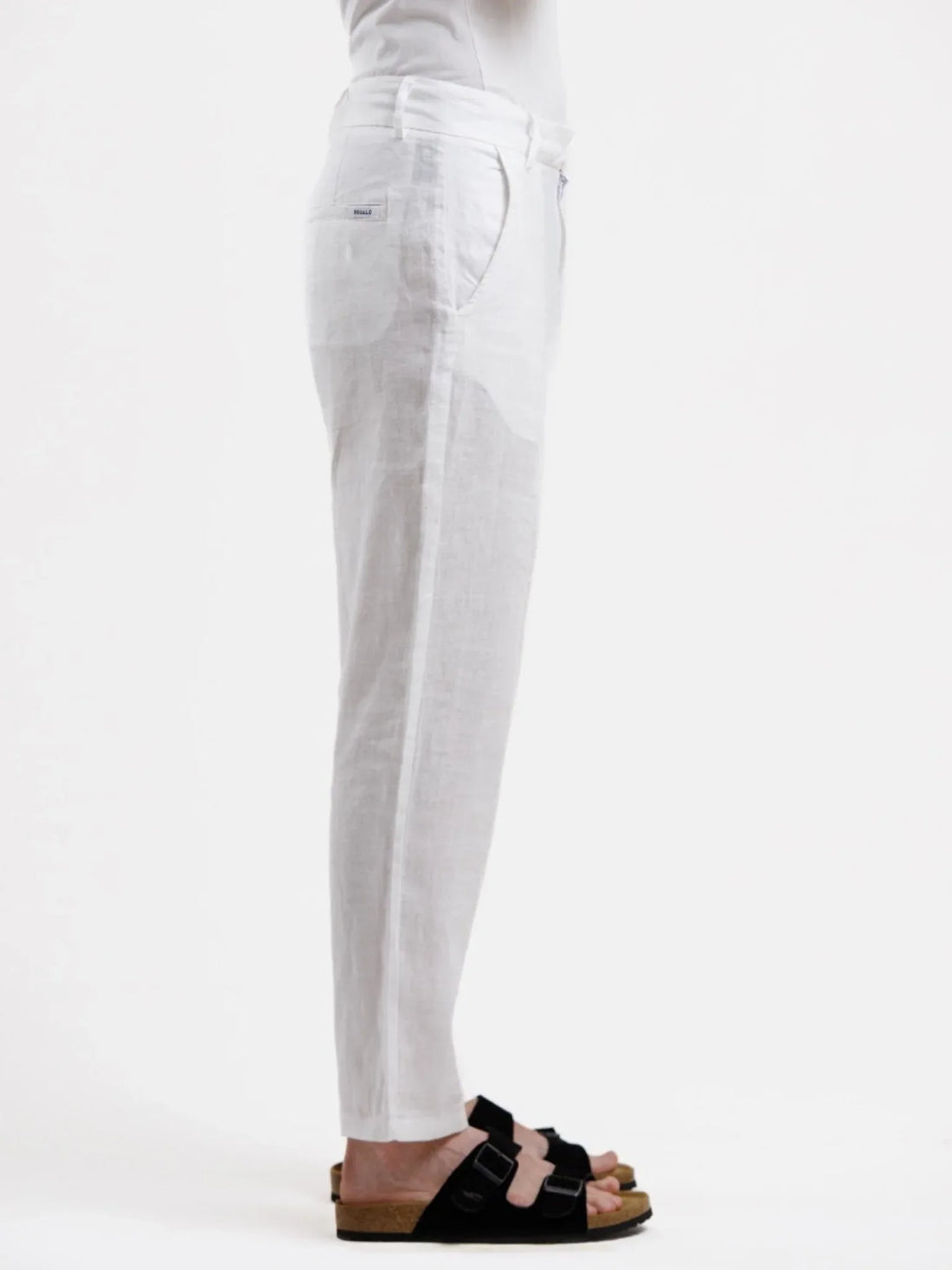 Pure Linen Trouser - White - Squalo Roma, image 3 of 3
