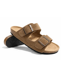 Amalfi Squalo Double Strap Suede Leather Sandal -beige - Squalo Roma, image 1 of 3