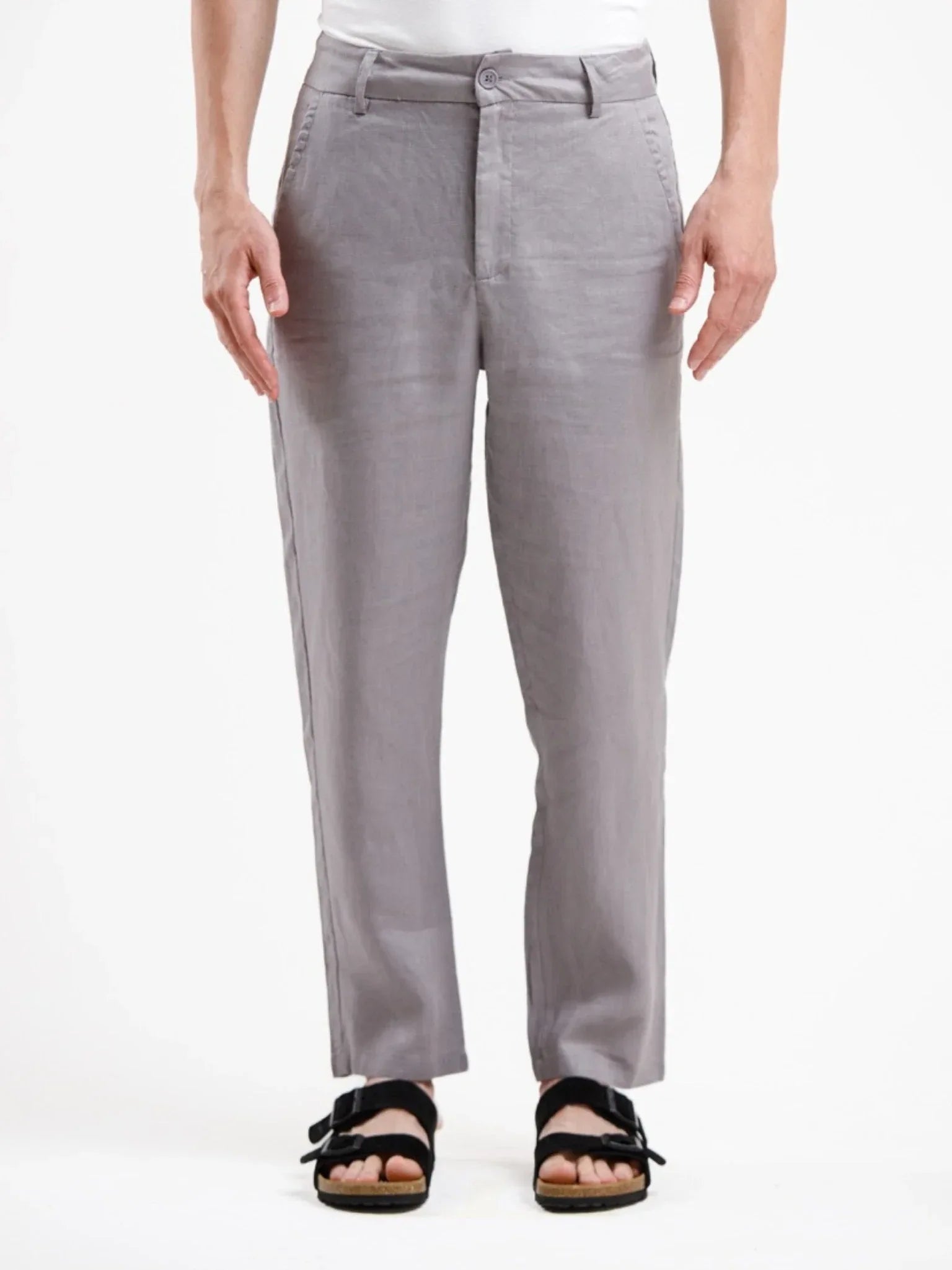 Pure Linen Trouser - Grey - Squalo Roma, image 1 of 3