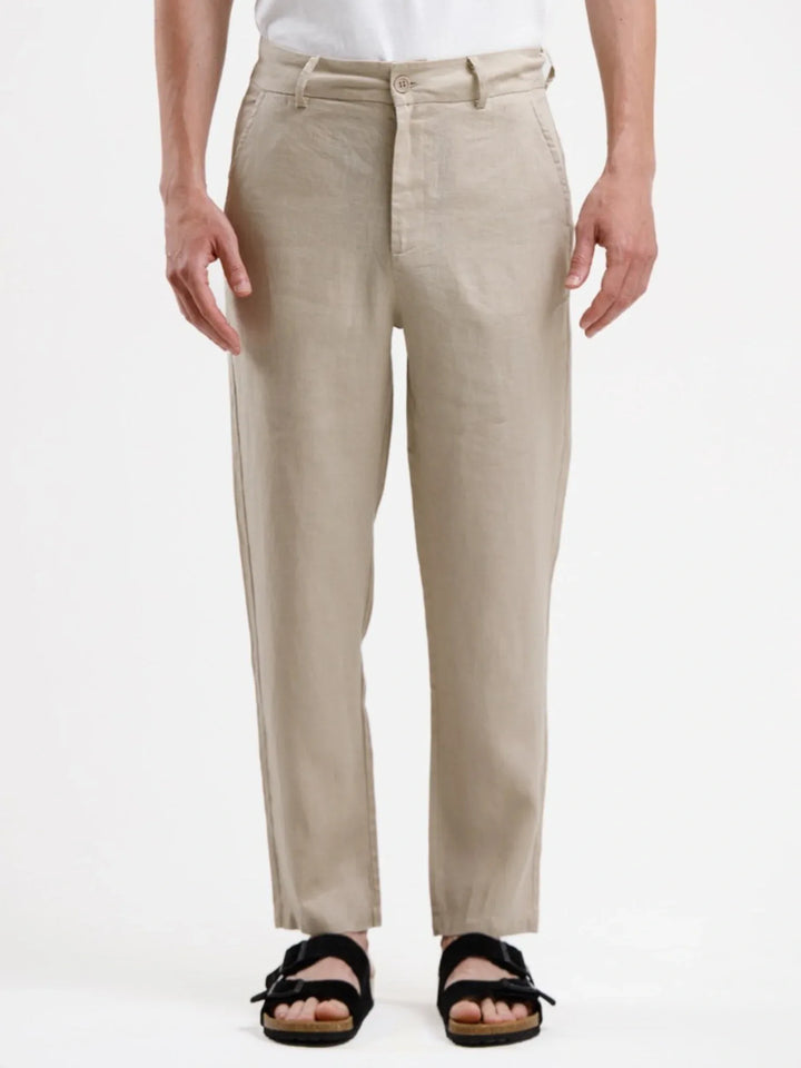 Pure Linen Trouser - Beige - Squalo Roma, image 1 of 3