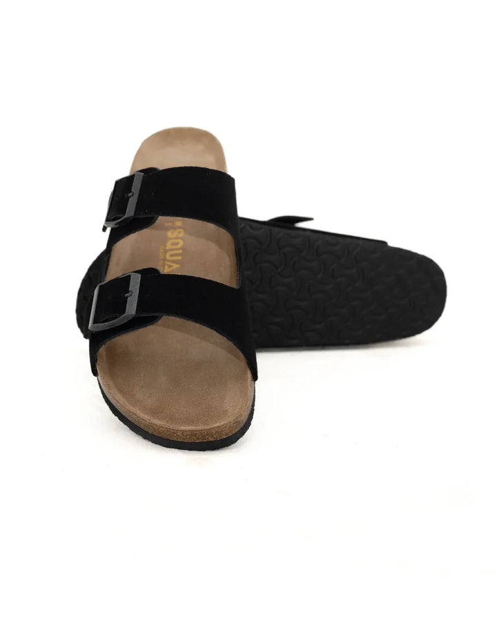 Amalfi Squalo Double Strap Suede Leather Sandal -black - Squalo Roma, image 3 of 3