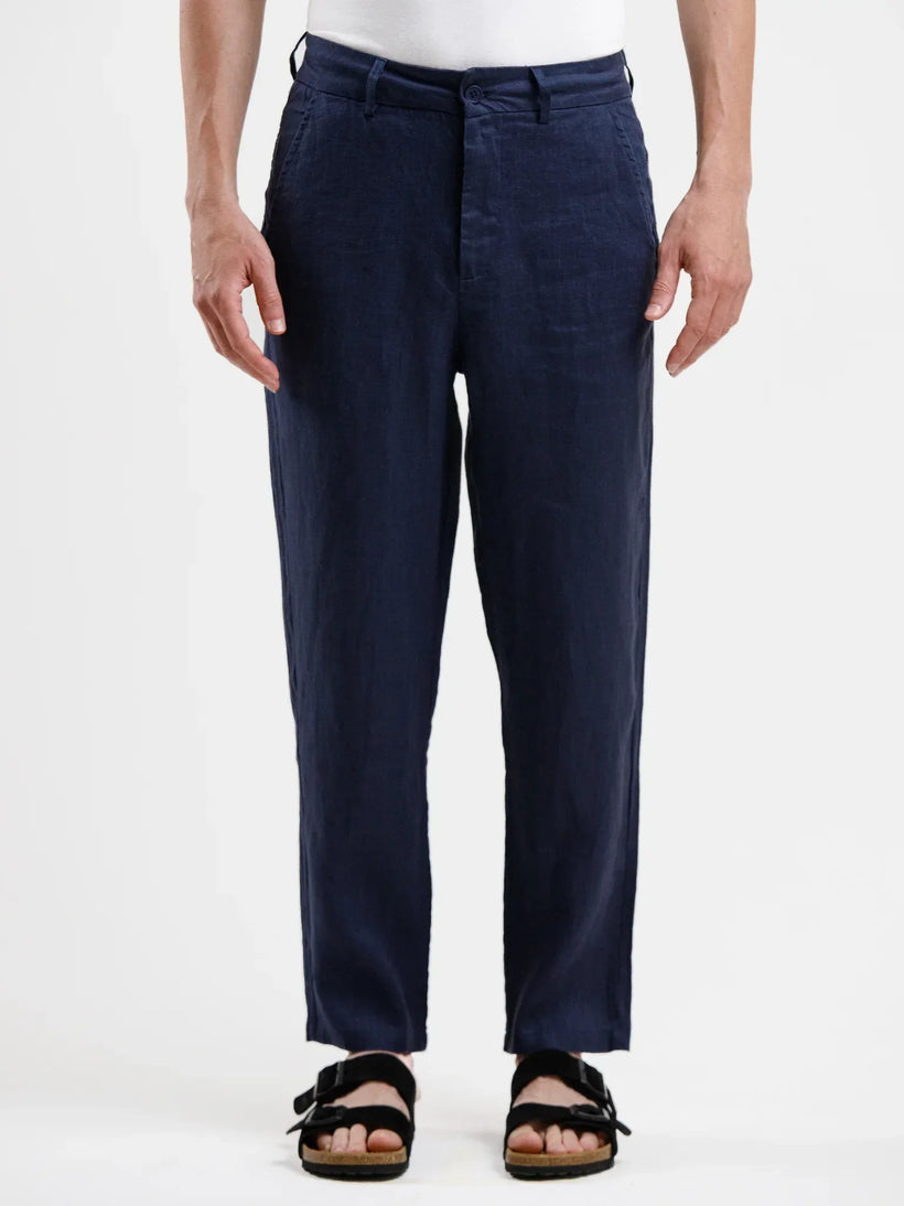 Pure Linen Trouser - Navy - Squalo Roma, image 1 of 3