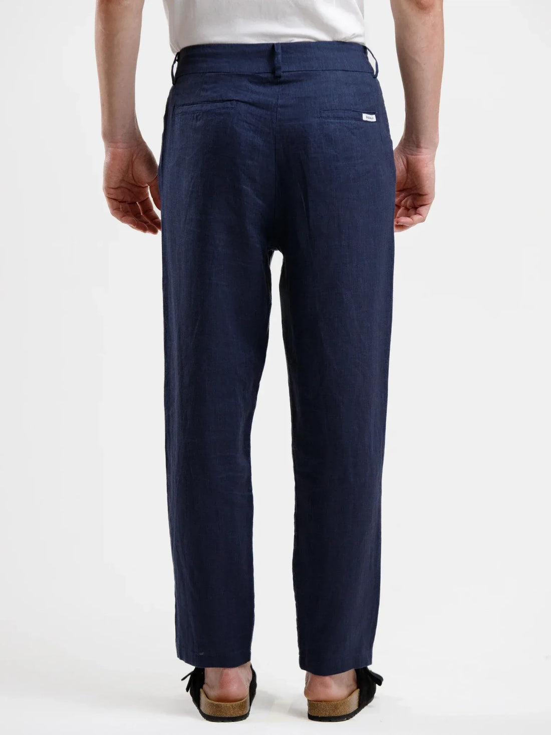 Pure Linen Trouser - Navy - Squalo Roma, image 2 of 3