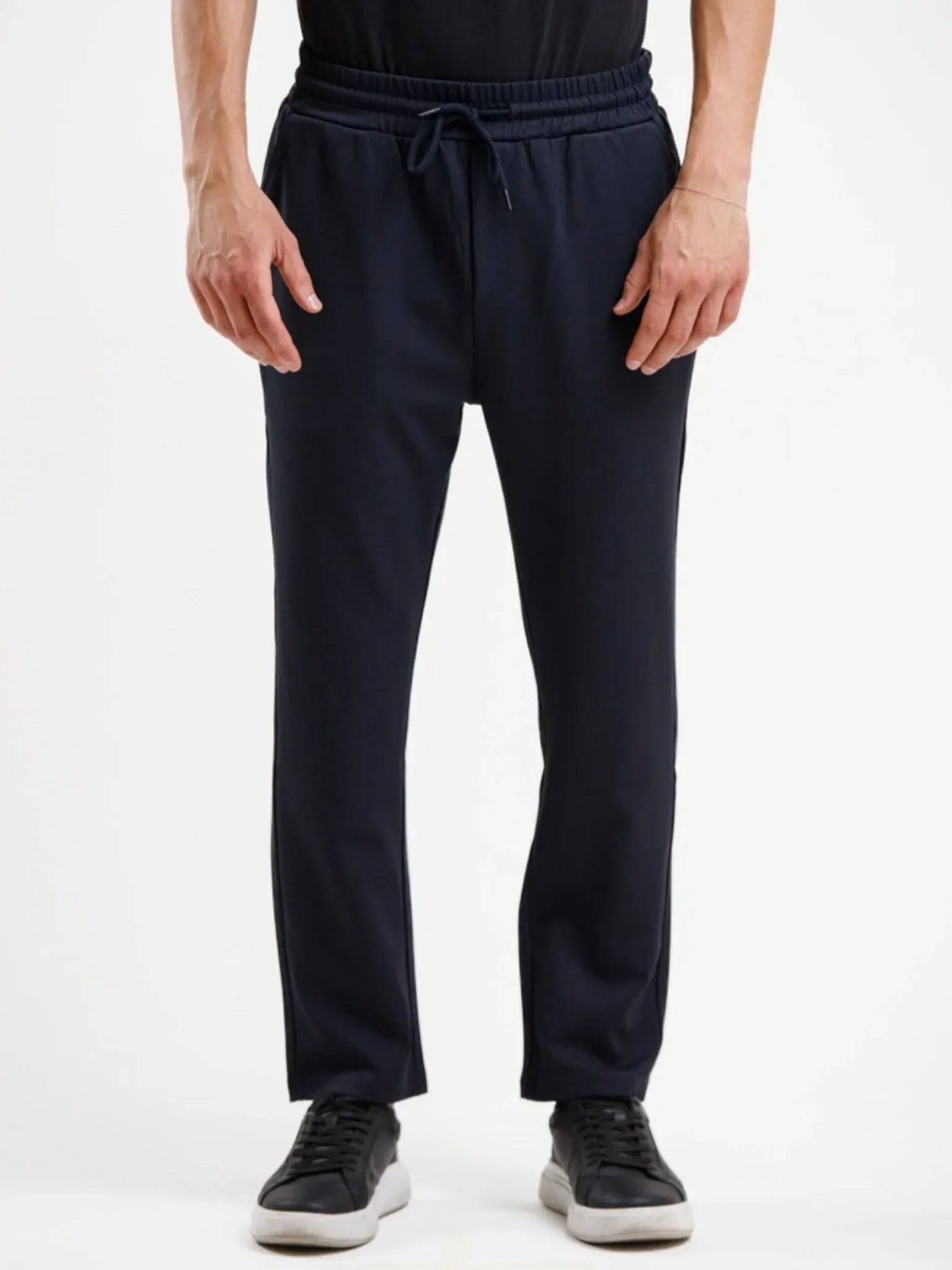 Tapered High Waist Stretch Trouser - Blue - Squalo Roma, image 1 of 3