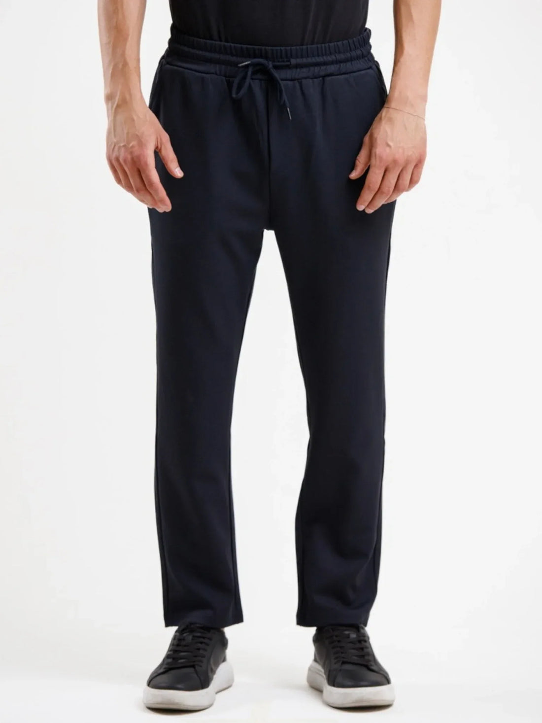 Tapered High Waist Stretch Trouser - Blue - Squalo Roma, image 1 of 3