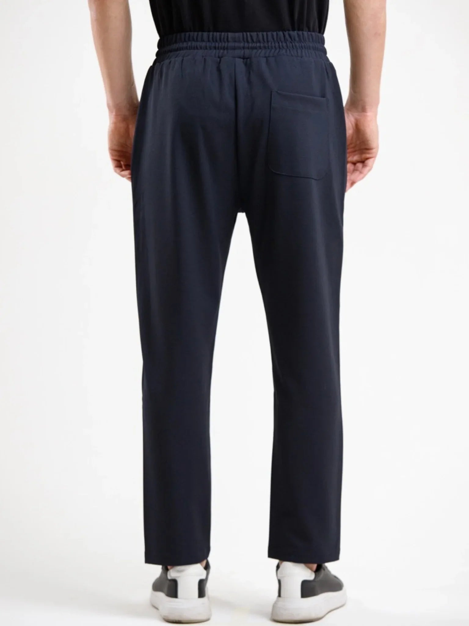 Tapered High Waist Stretch Trouser - Blue - Squalo Roma, image 2 of 3
