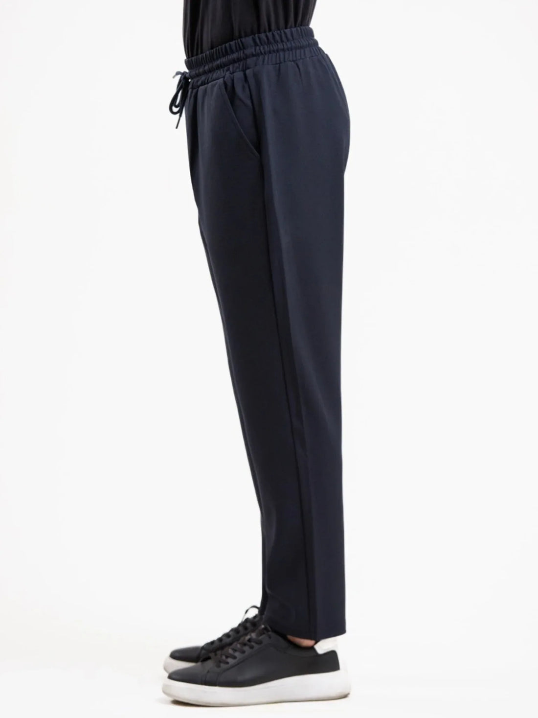 Tapered High Waist Stretch Trouser - Blue - Squalo Roma, image 3 of 3