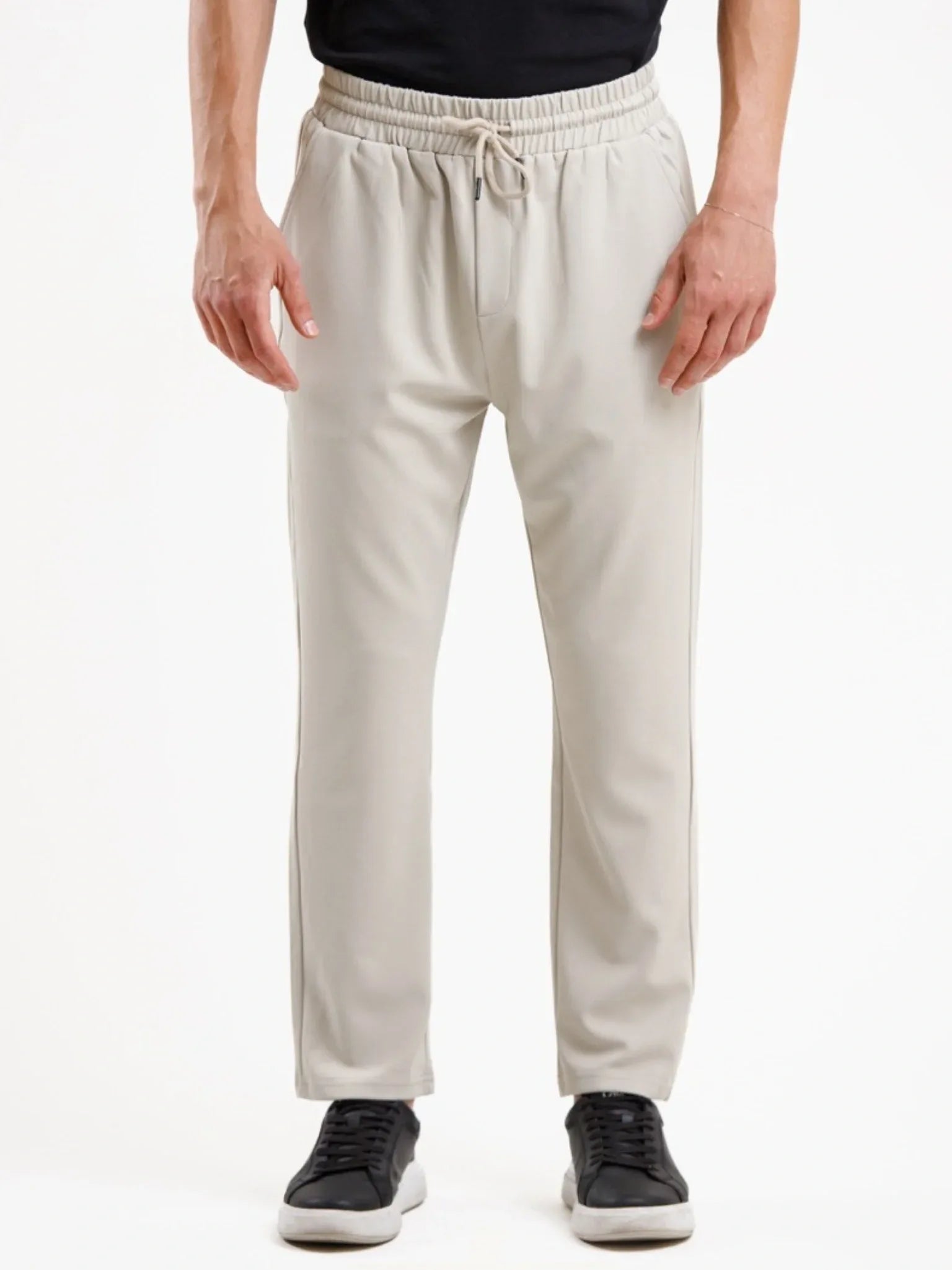 Tapered High Waist Stretch Trouser - Apricot - Squalo Roma, image 1 of 3