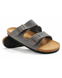 Amalfi Squalo Double Strap Suede Leather Sandal -grey - Squalo Roma, image 1 of 2