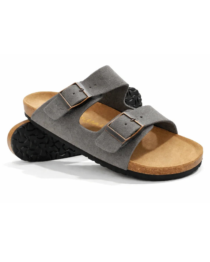 Amalfi Squalo Double Strap Suede Leather Sandal -grey - Squalo Roma, image 1 of 2
