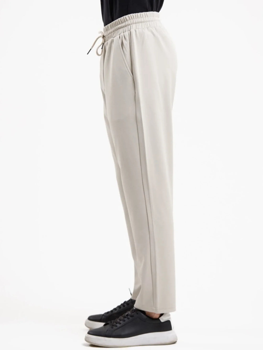Tapered High Waist Stretch Trouser - Apricot - Squalo Roma, image 3 of 3