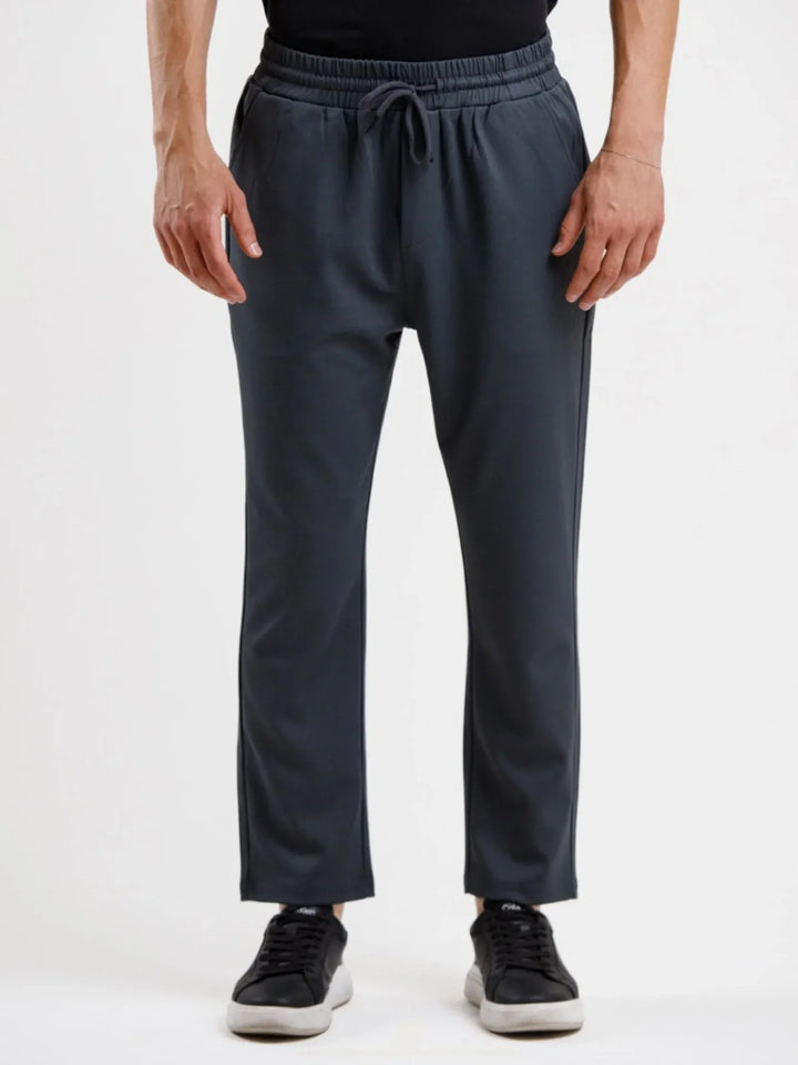 Tapered High Waist Stretch Trouser - Grey - Squalo Roma, image 1 of 3