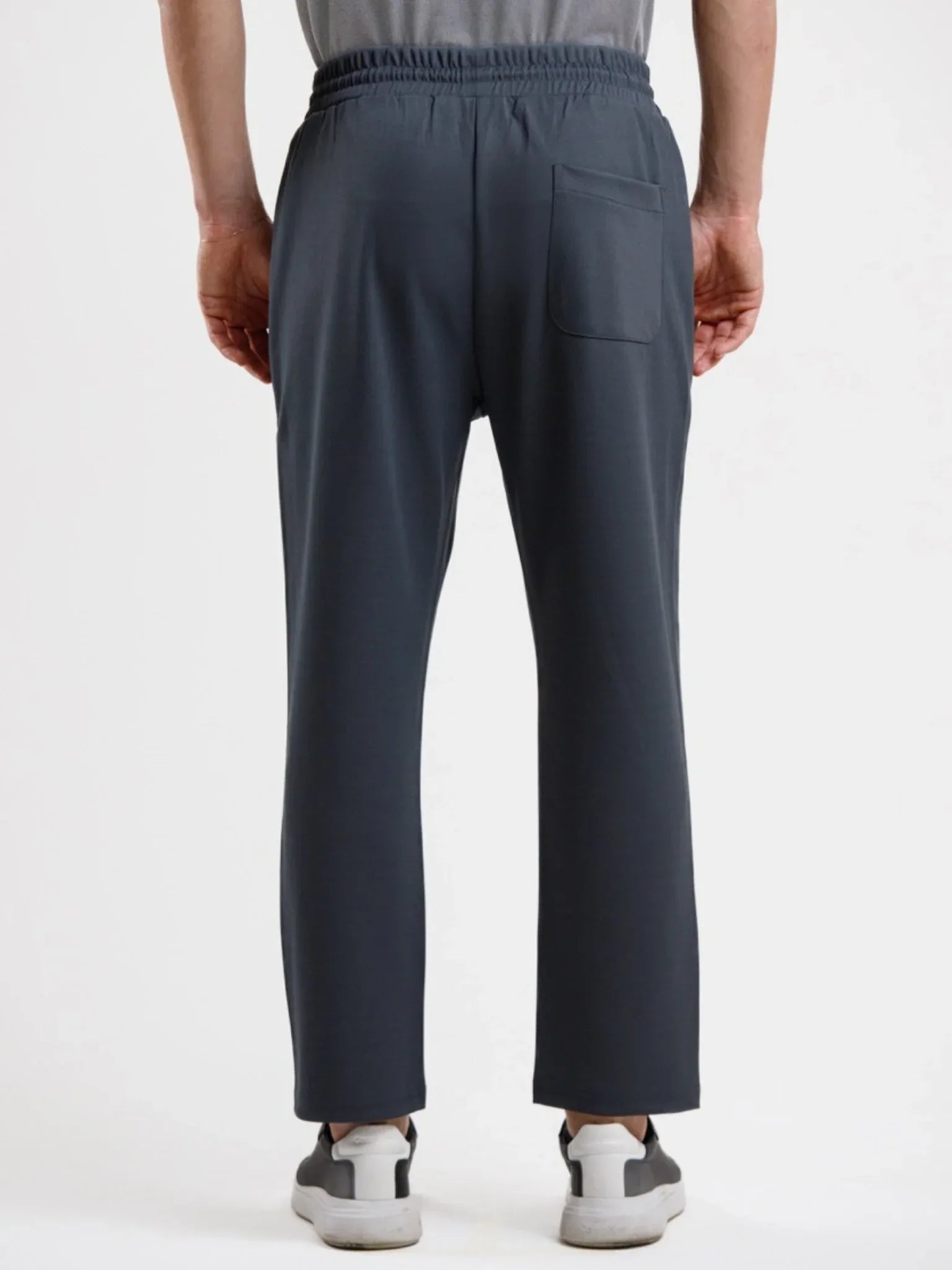 Tapered High Waist Stretch Trouser - Grey - Squalo Roma, image 2 of 3