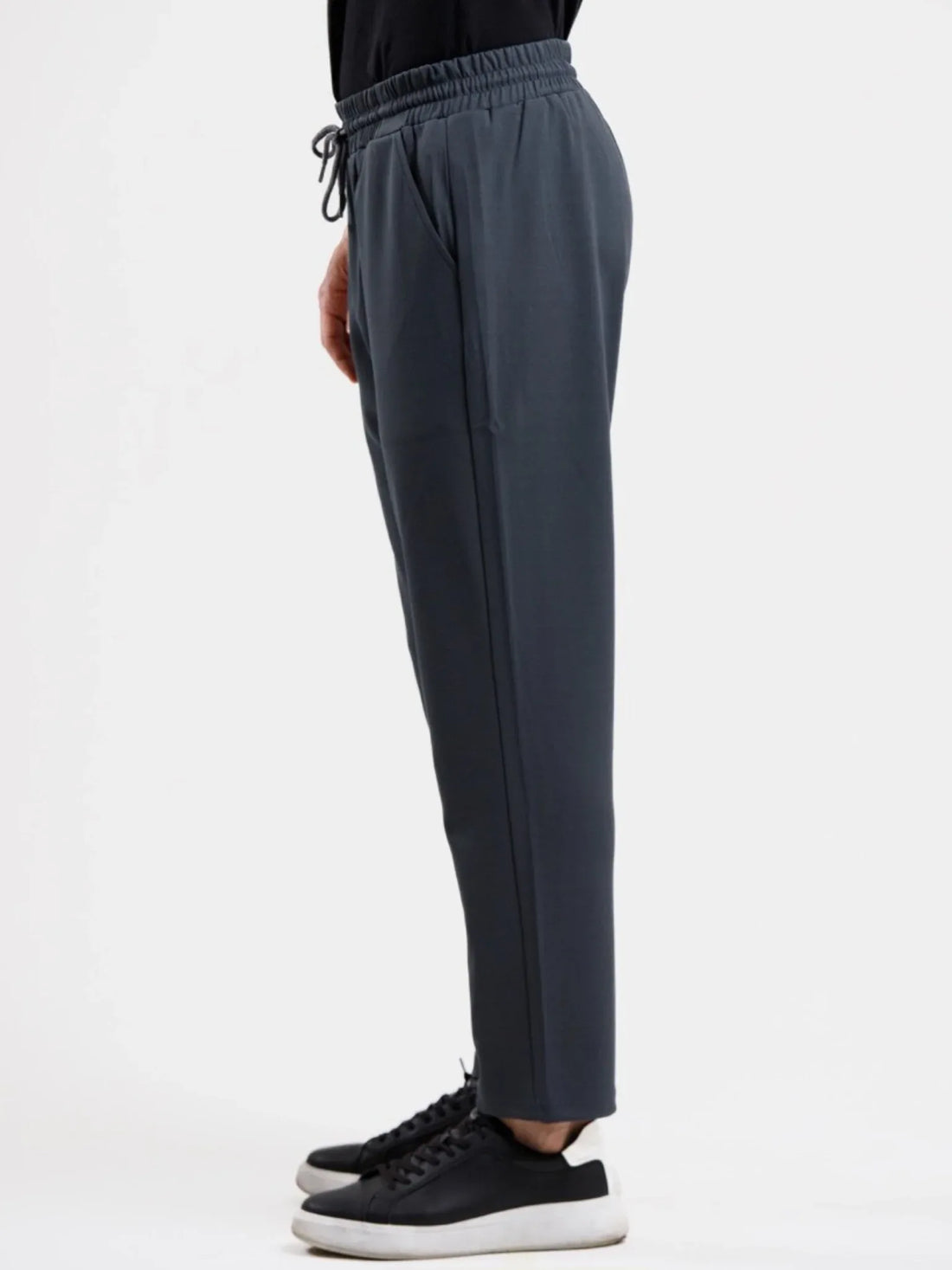 Tapered High Waist Stretch Trouser - Grey - Squalo Roma, image 3 of 3