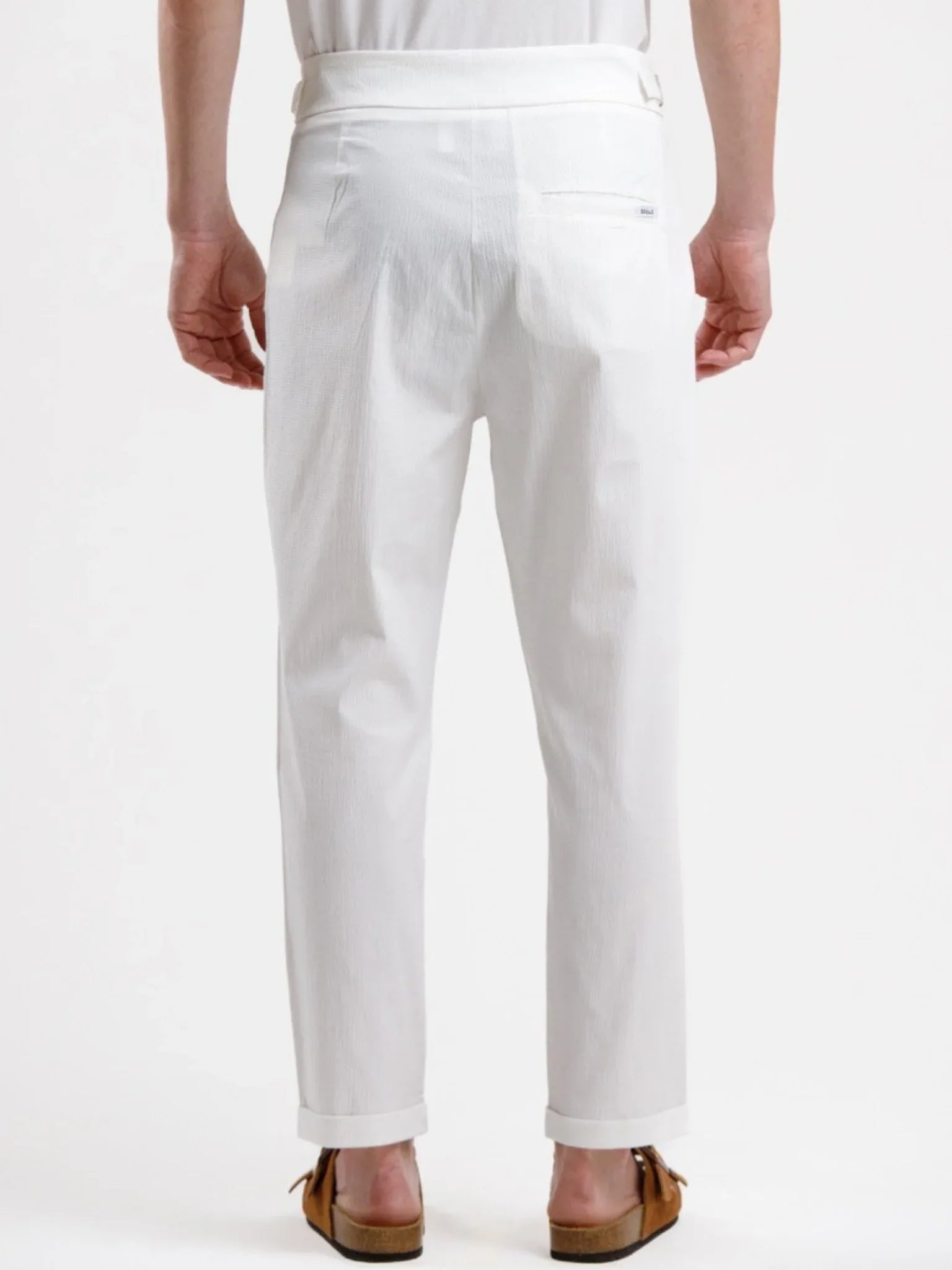 Seersucker Trouser - White - Squalo Roma, image 2 of 3