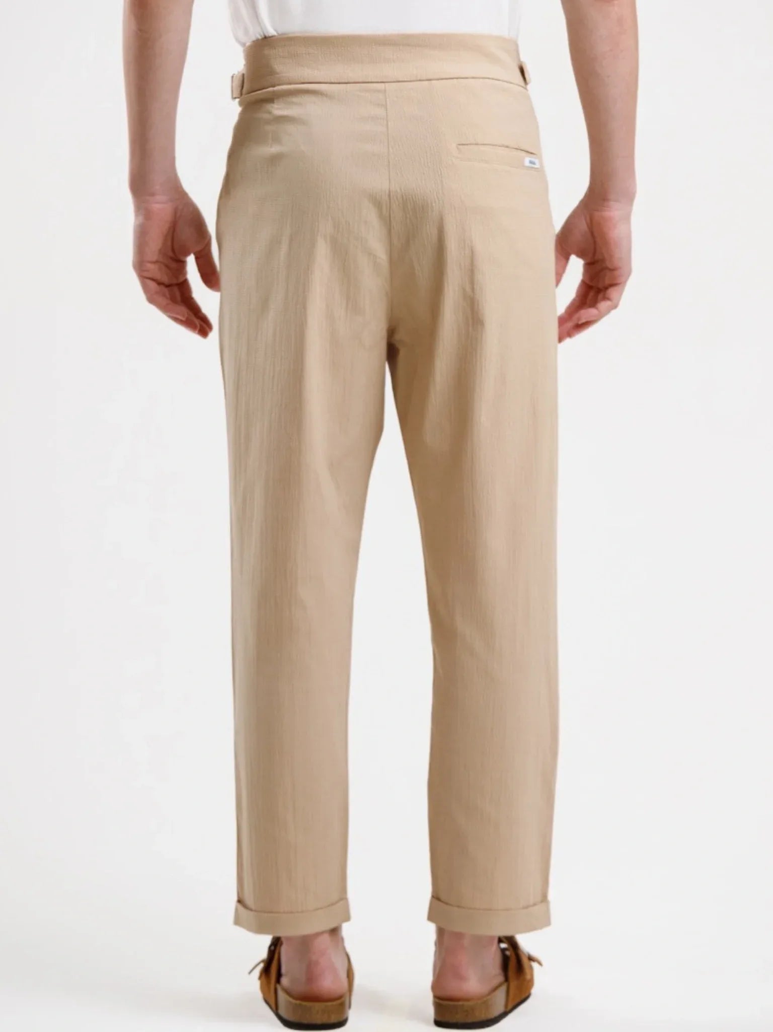Seersucker Trouser - Khaki - Squalo Roma, image 2 of 3