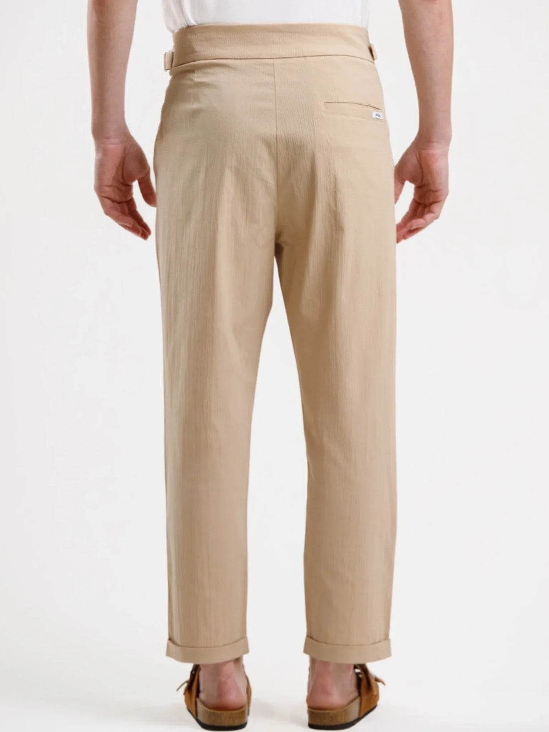 Seersucker Trouser - Khaki - Squalo Roma, image 2 of 3