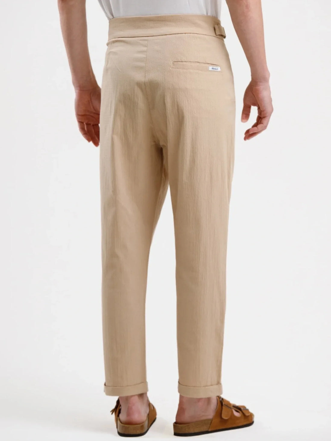 Seersucker Trouser - Khaki - Squalo Roma, image 3 of 3