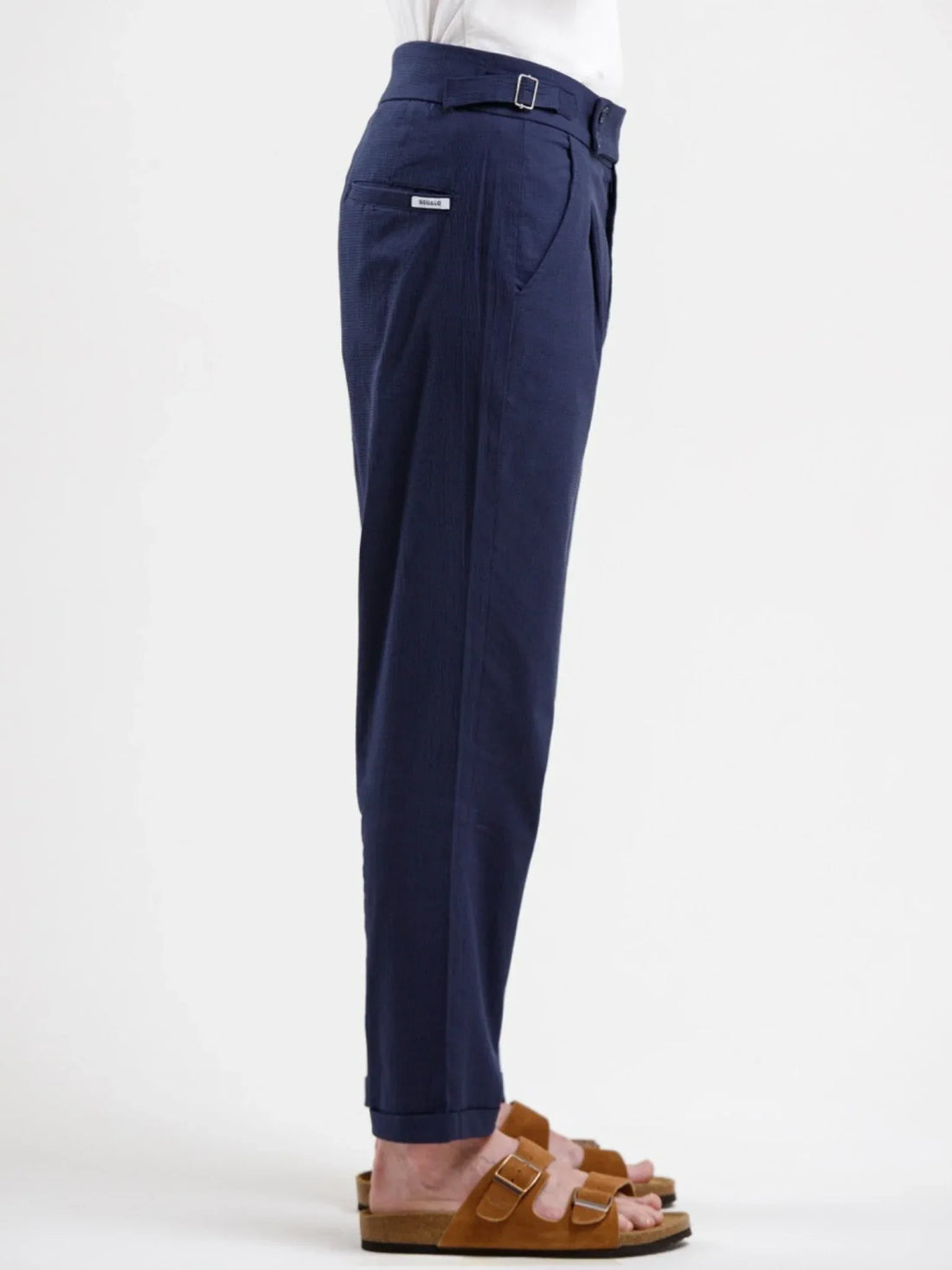 Seersucker Trouser - Blue - Squalo Roma, image 3 of 4