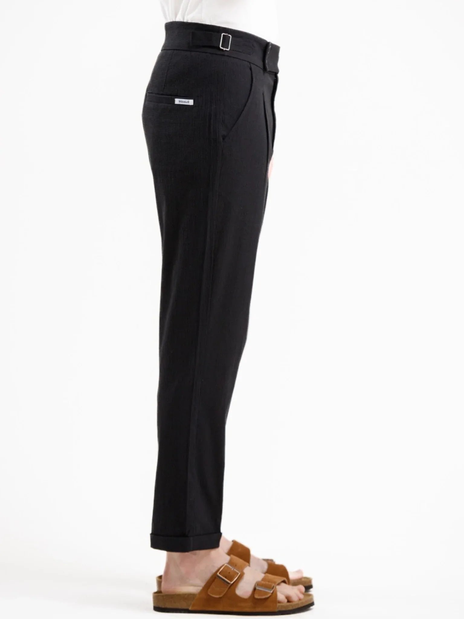Seersucker Trouser - Black - Squalo Roma, image 3 of 4