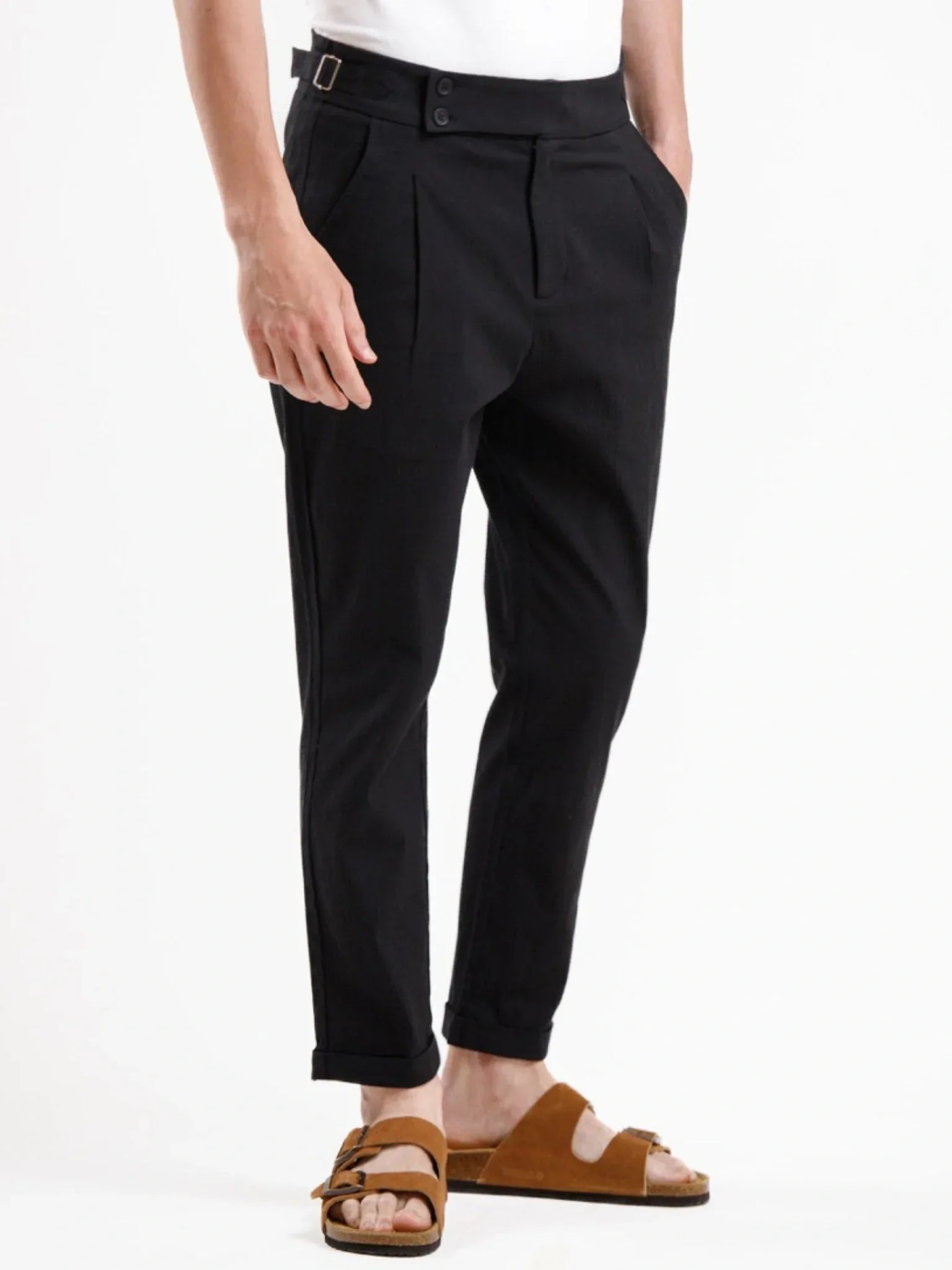 Seersucker Trouser - Black - Squalo Roma, image 4 of 4