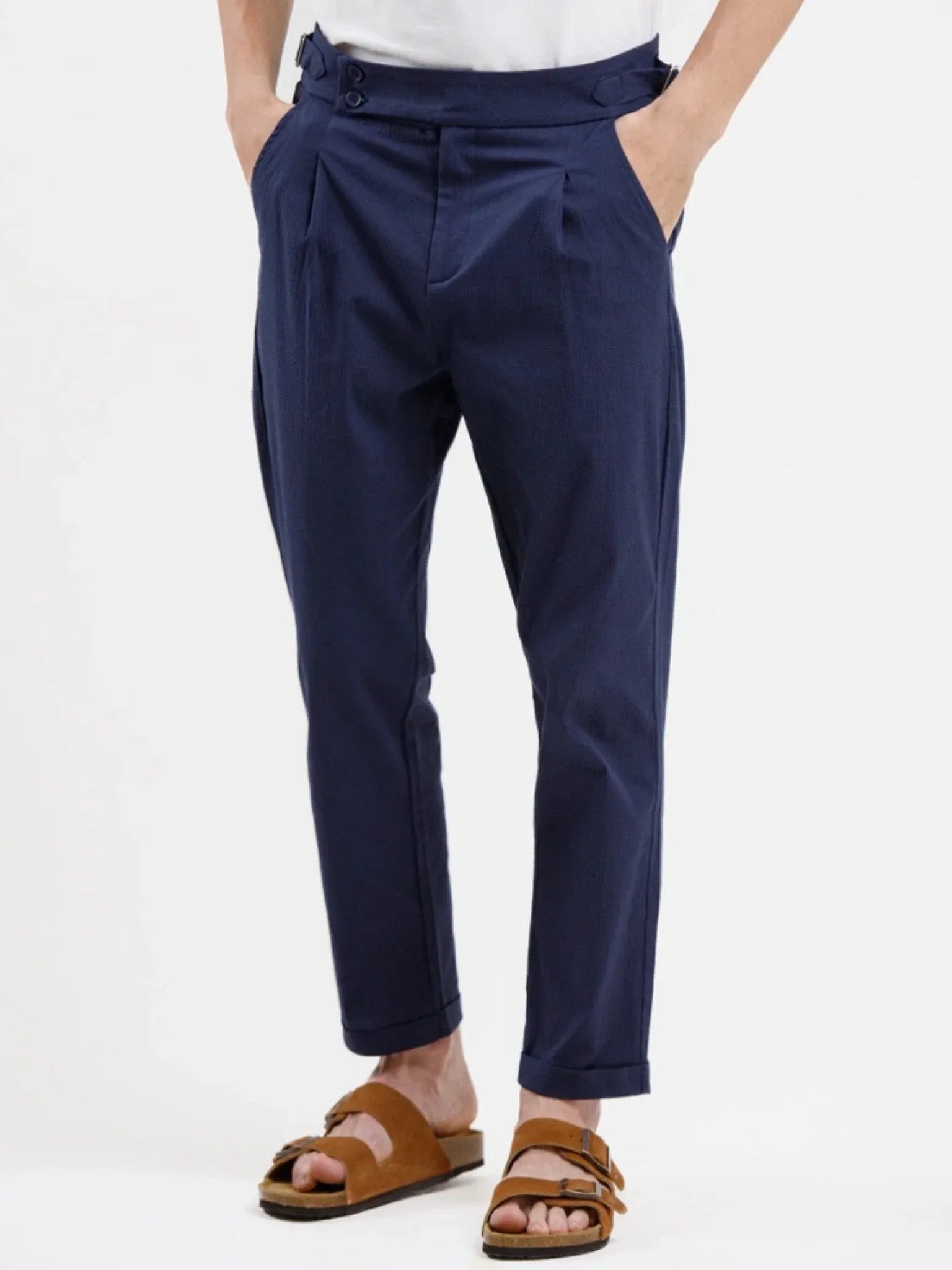 Seersucker Trouser - Blue - Squalo Roma, image 4 of 4