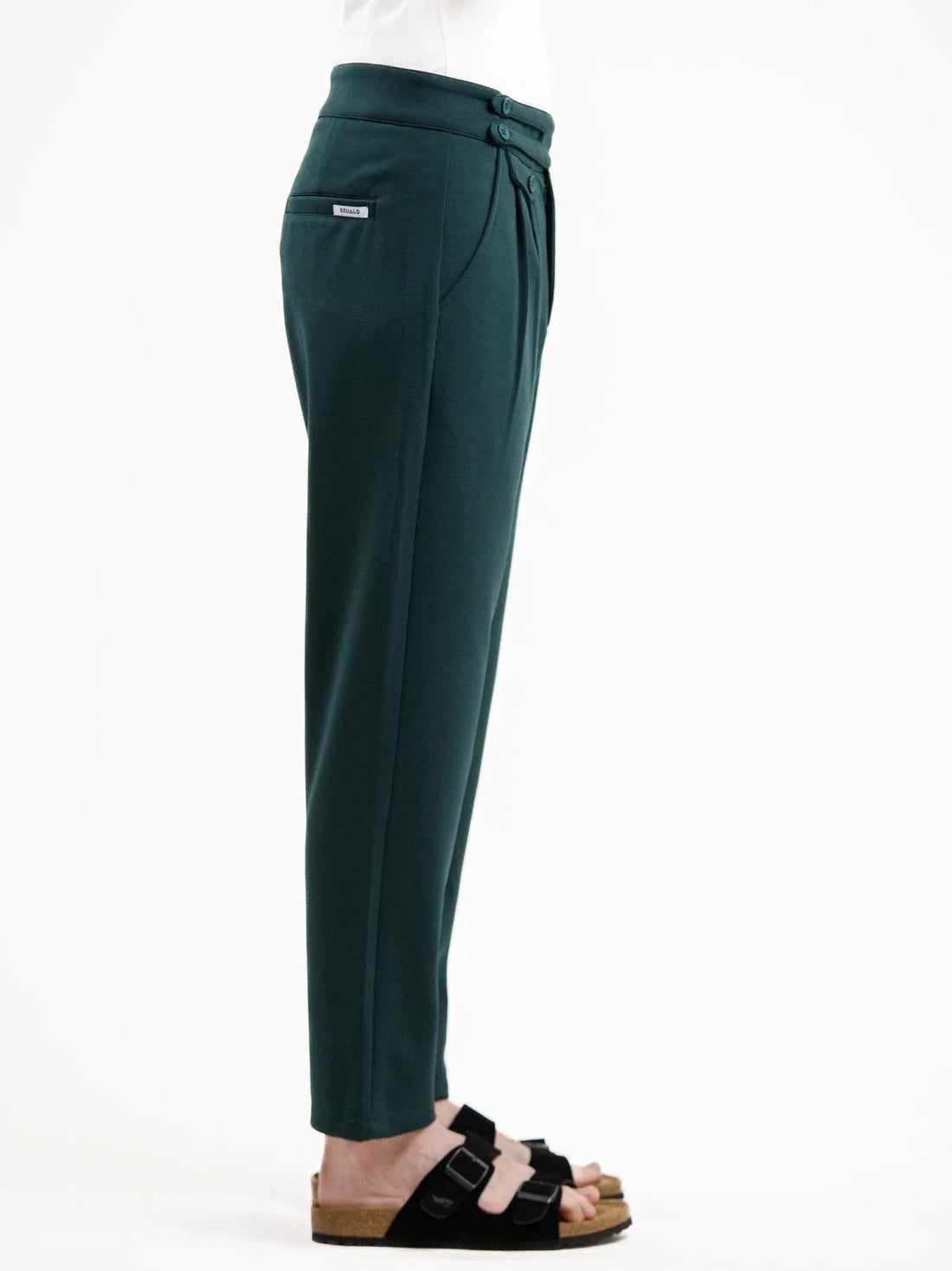 Mid Waist Stretch Pant - Dark Green - Squalo Roma, image 3 of 3