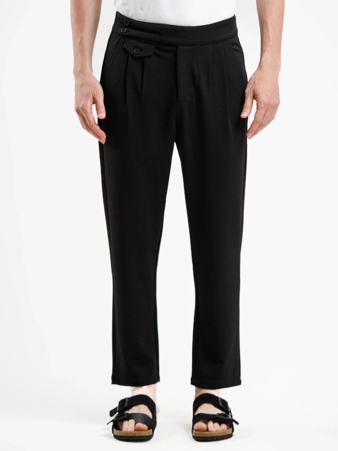 Mid Waist Stretch Pant - Black - Squalo Roma, image 1 of 3