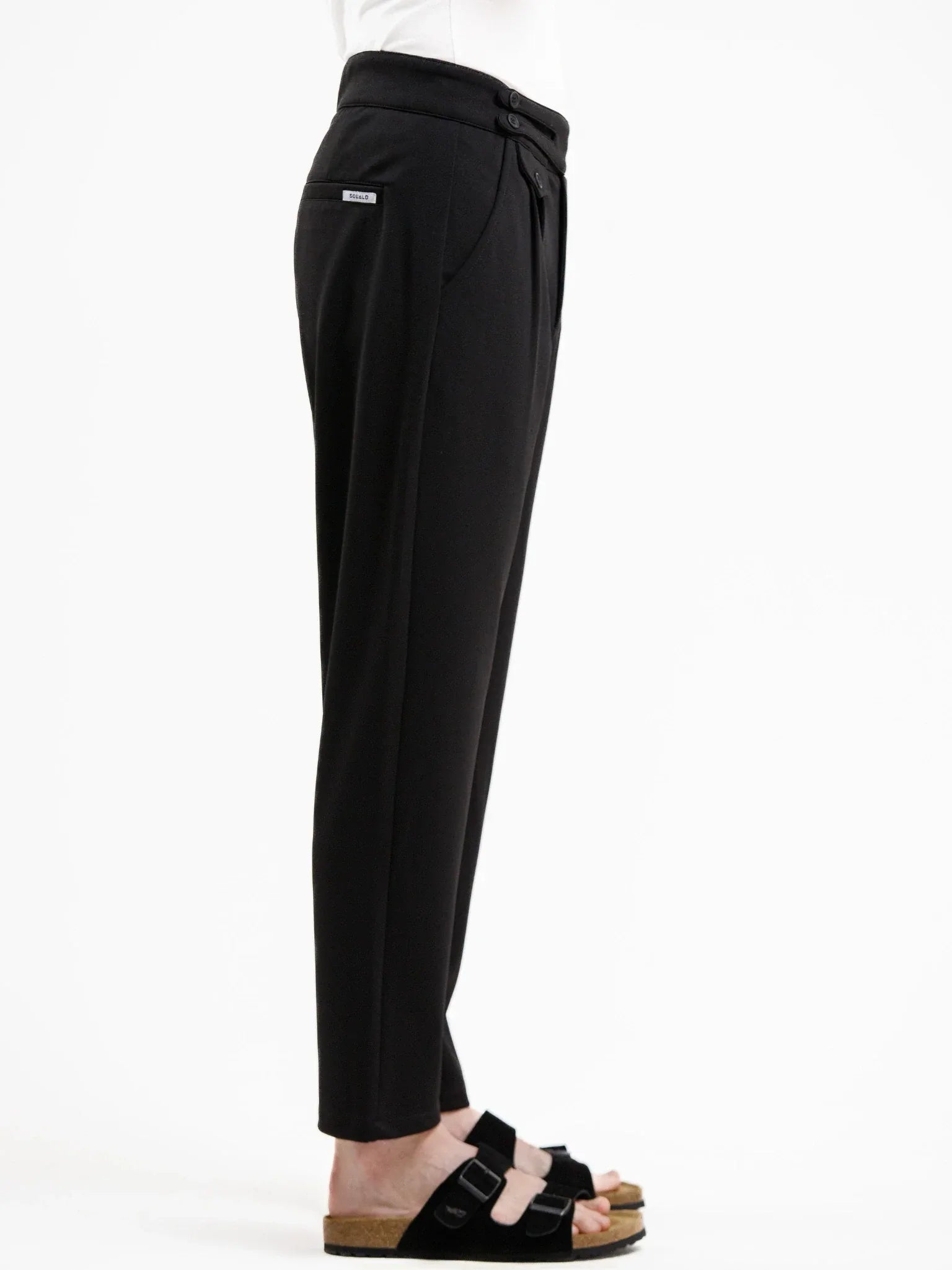 Mid Waist Stretch Pant - Black - Squalo Roma, image 2 of 3