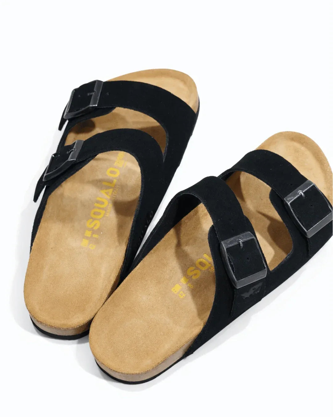 Amalfi Squalo Double Strap Suede Leather Sandal -black - Squalo Roma, image 2 of 3