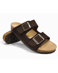 Amalfi Squalo Double Strap Suede Leather Sandal -brown - Squalo Roma, image 1 of 2