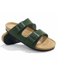 Amalfi Squalo Double Strap Suede Leather Sandal -green - Squalo Roma, image 1 of 2