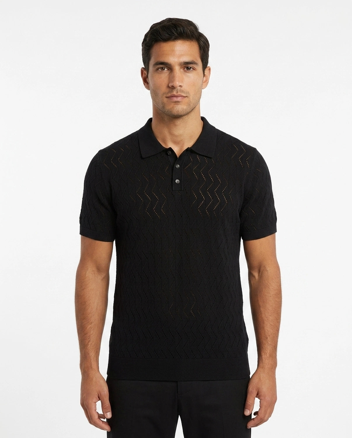 Open Collar Knit Polo