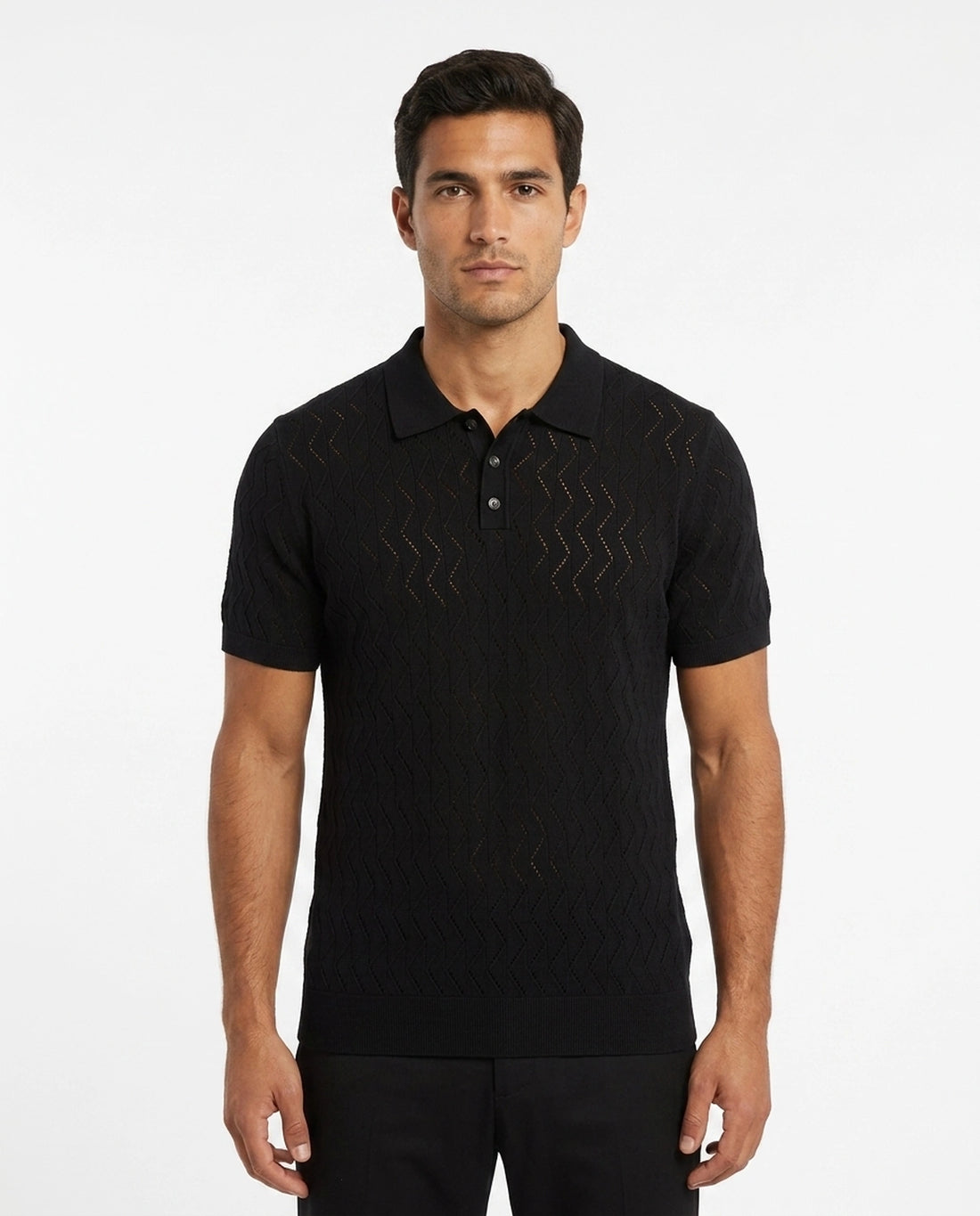 Open Collar Knit Polo