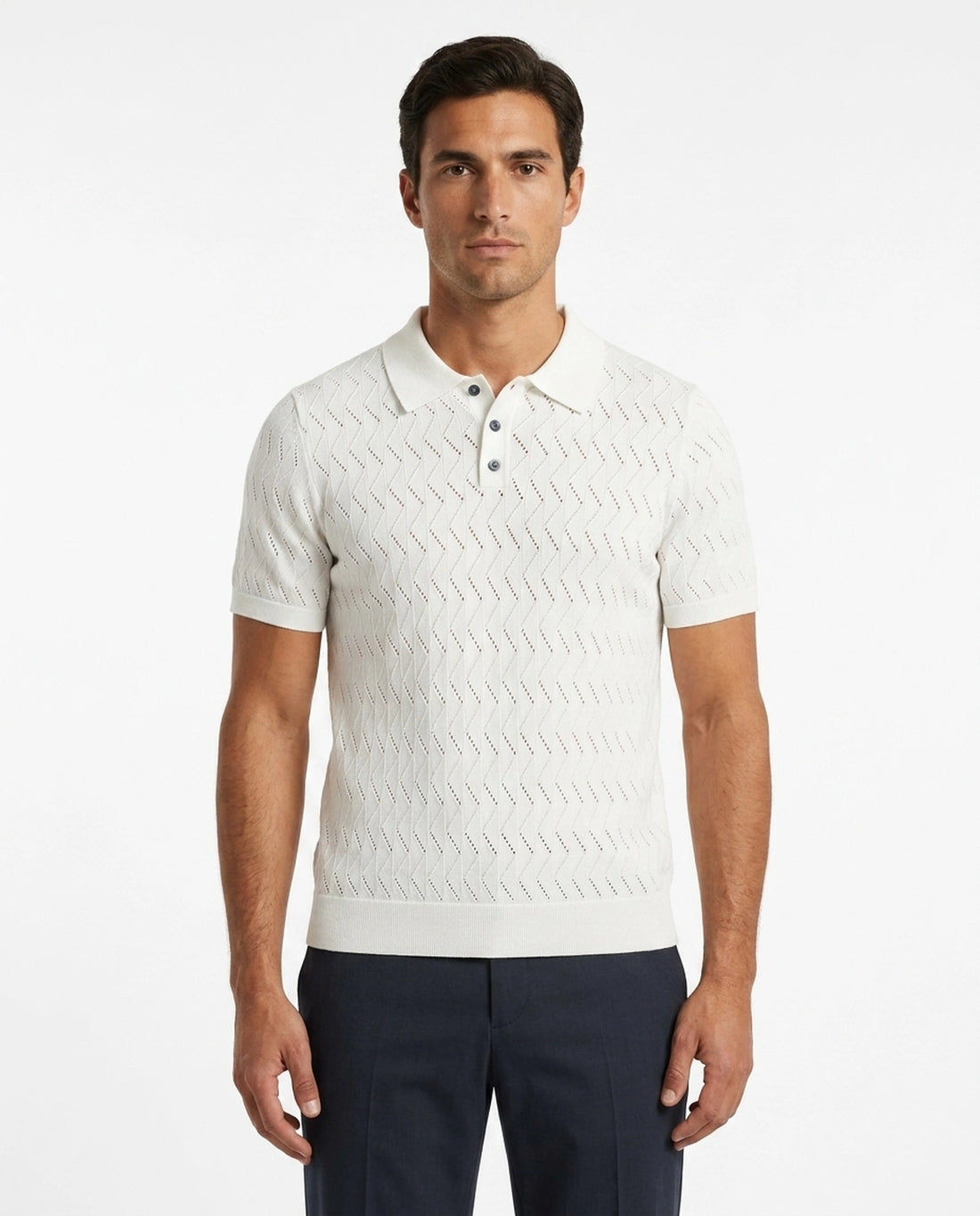 Open Collar Knit Polo
