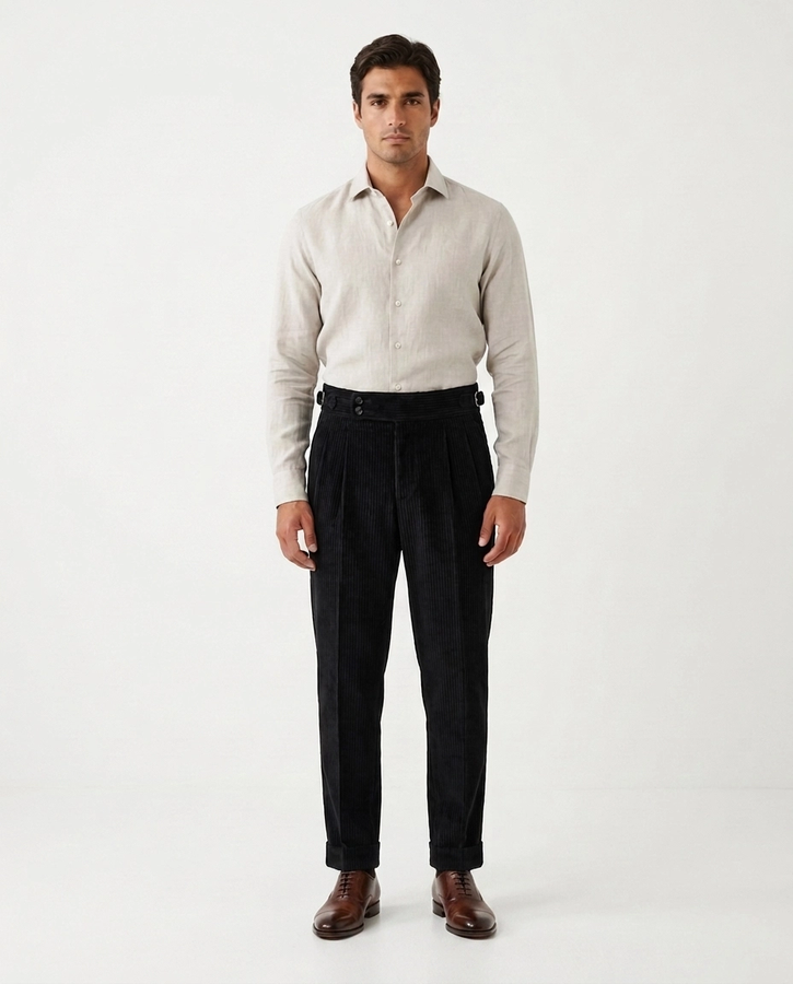Corduroy Pleated Cuffed Trouser