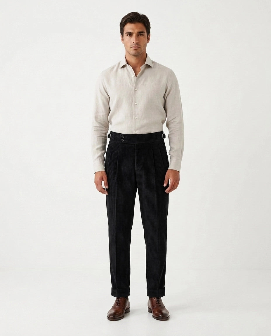 Corduroy Pleated Cuffed Trouser