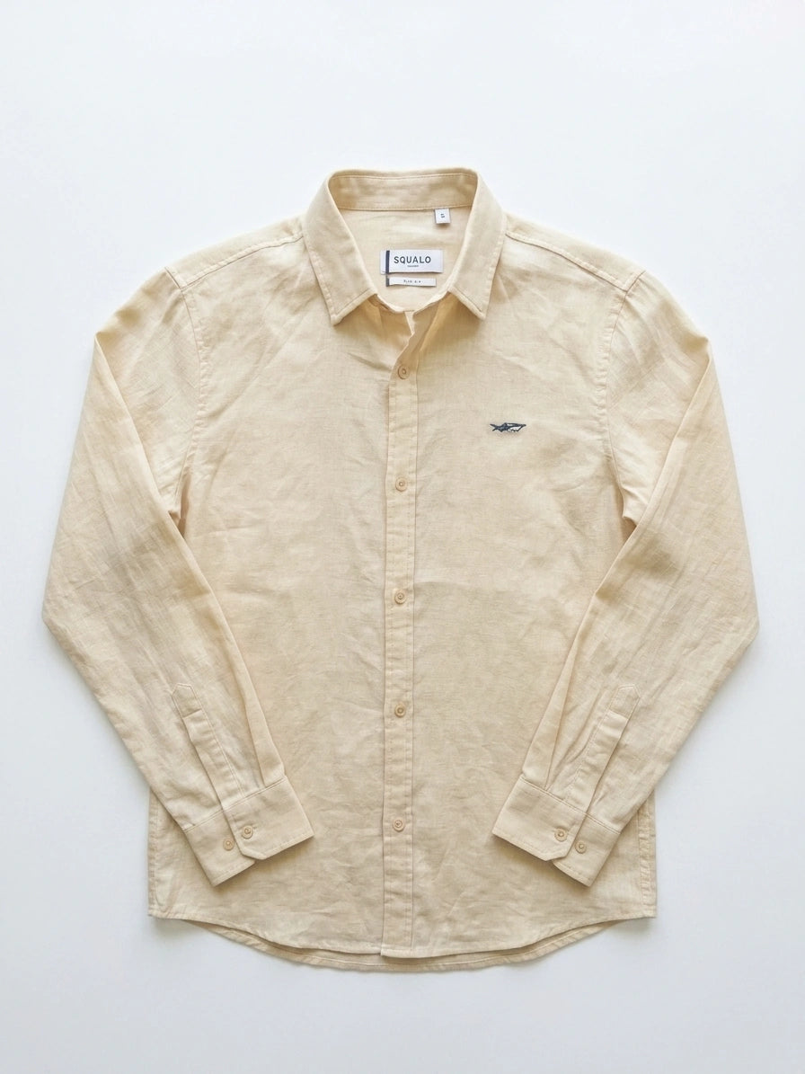 Pure Linen Long Sleeve Shirt - Beige