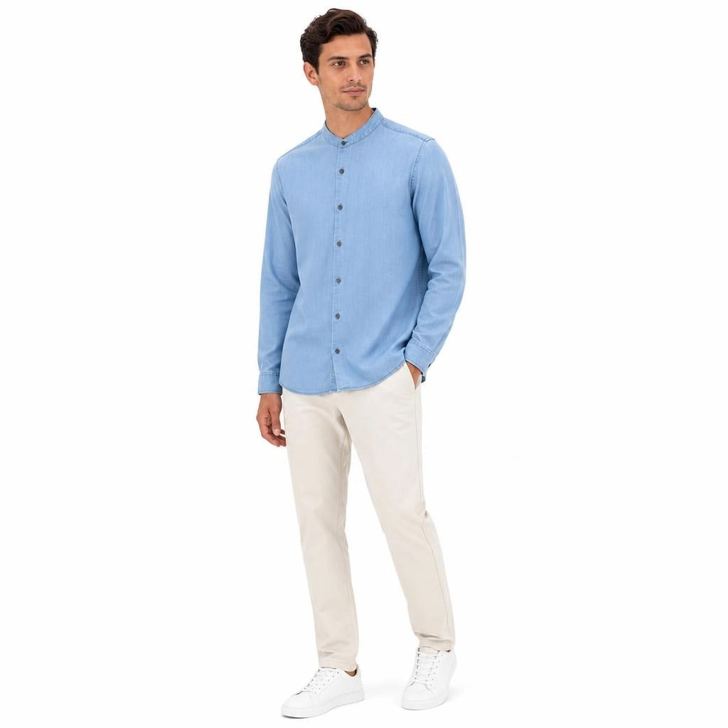 Mandarin Denim Shirt