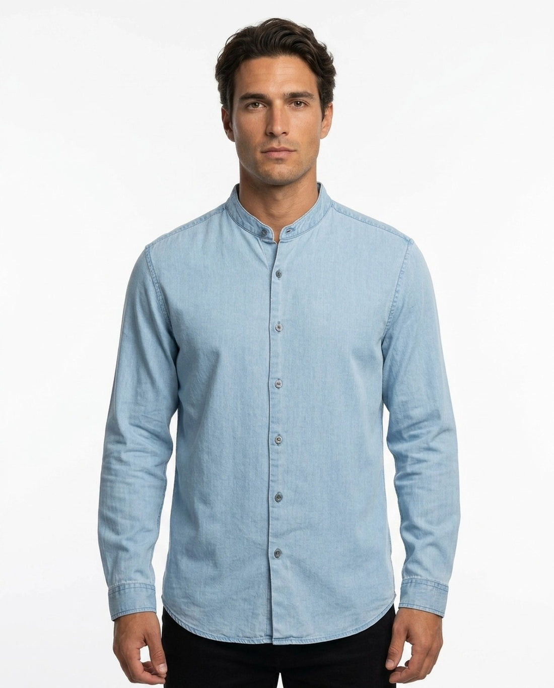 Mandarin Denim Shirt
