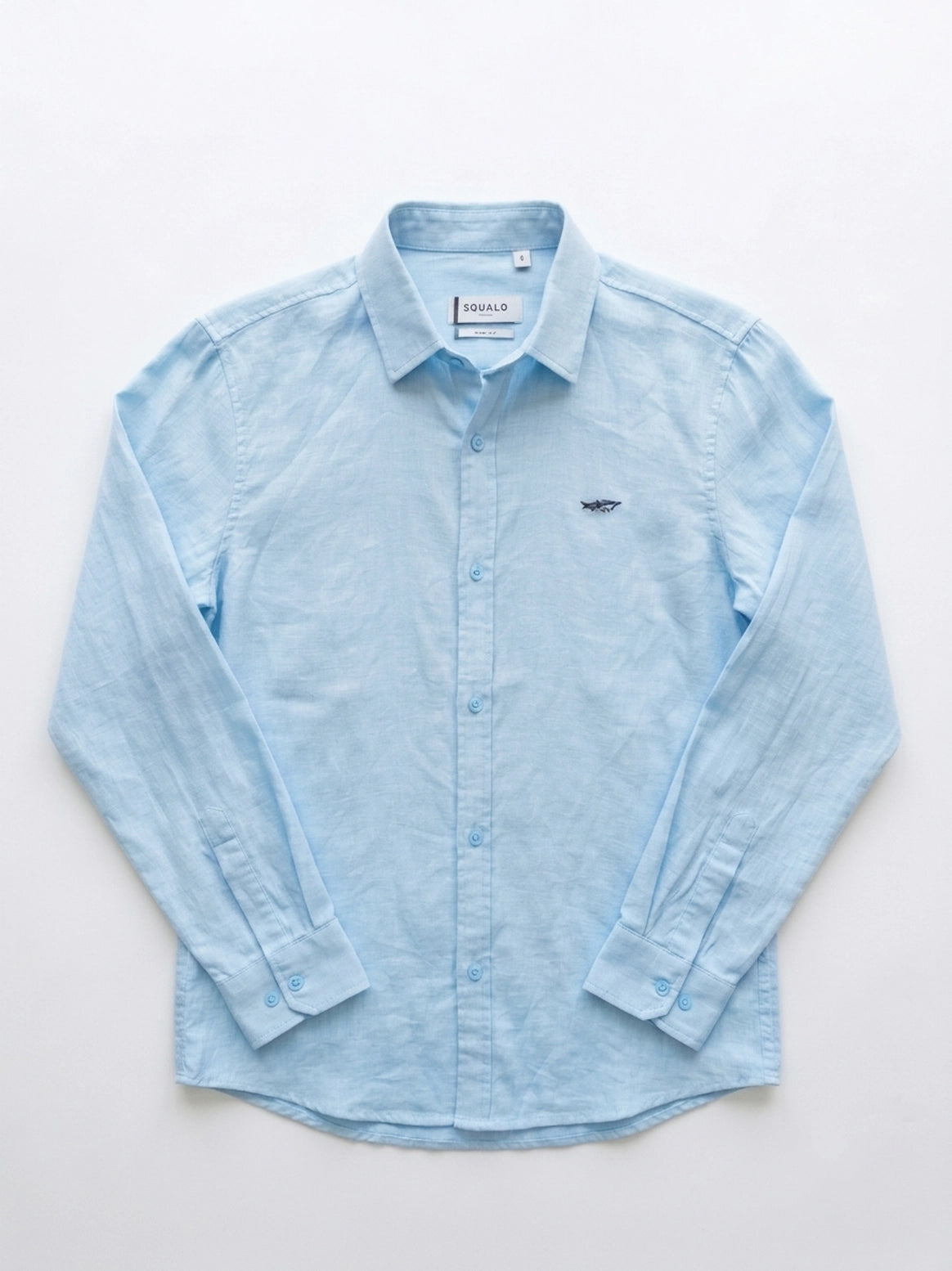 Pure Linen Long Sleeve Shirt - Sky Blue