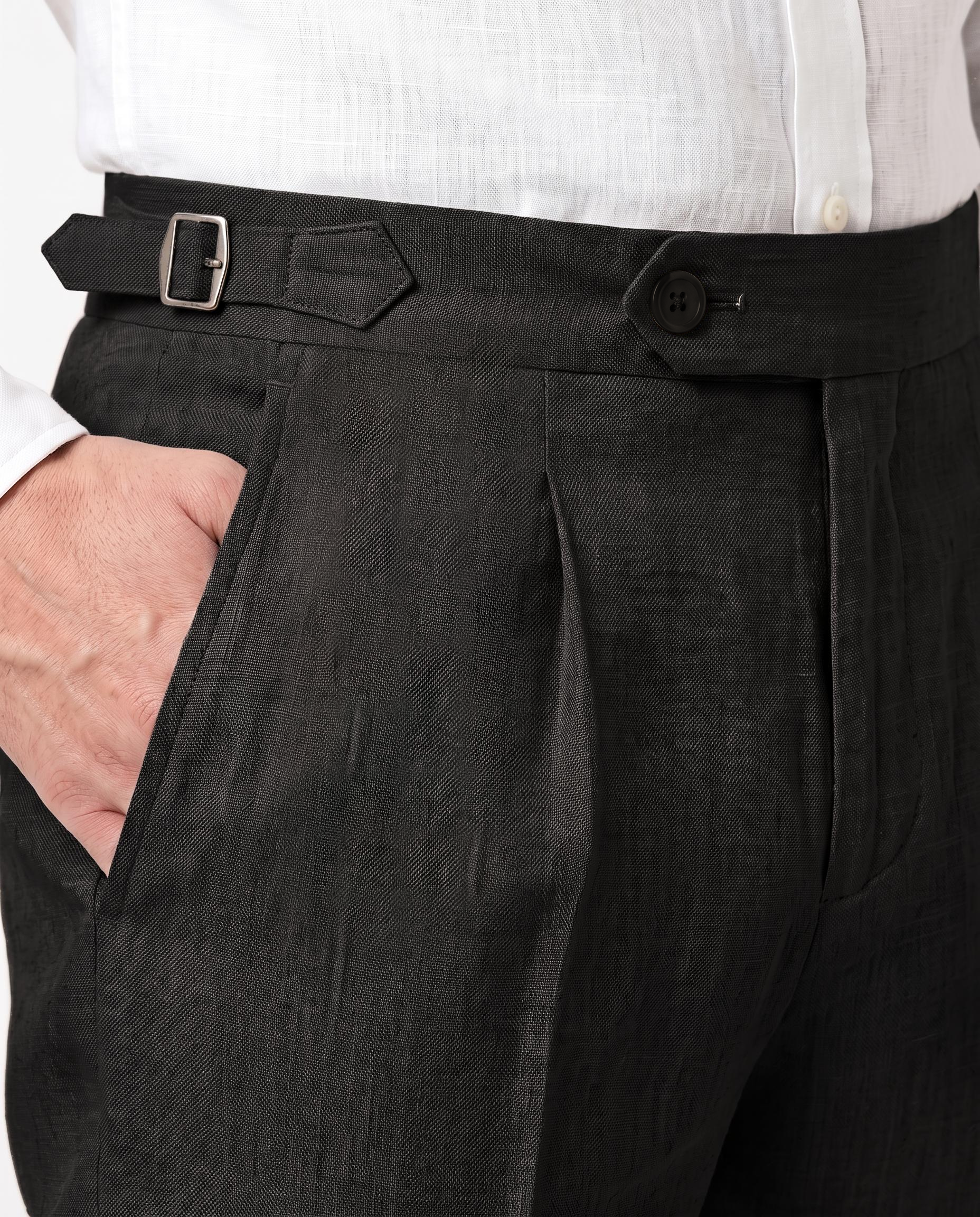 Pleated Linen Trousers, Charcoal