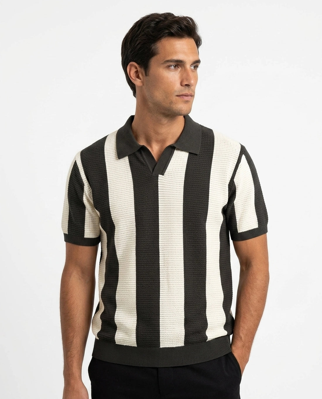 Rib Collar Knit Polo