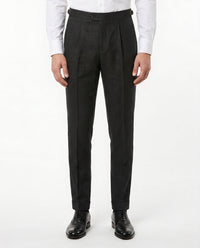 Pleated Linen Trousers, Charcoal